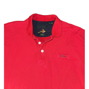 Orvis Men's Red Short Sleeve Cotton Polo Shirt Size‎ Large (Tall)